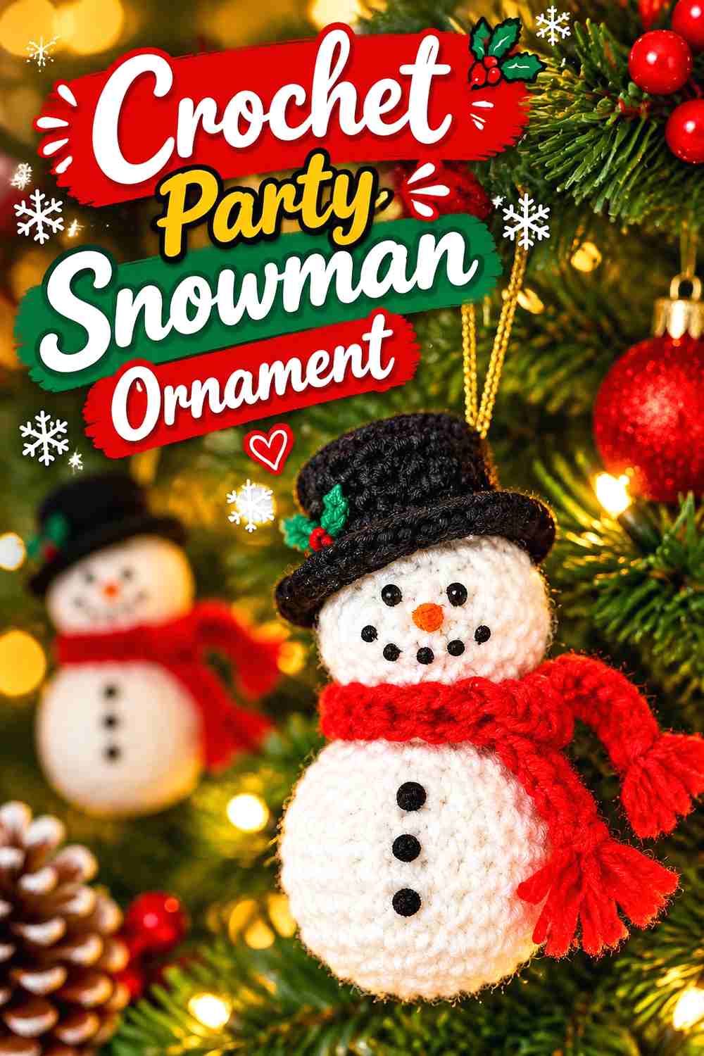 11. Crochet Party Snowman Ornament