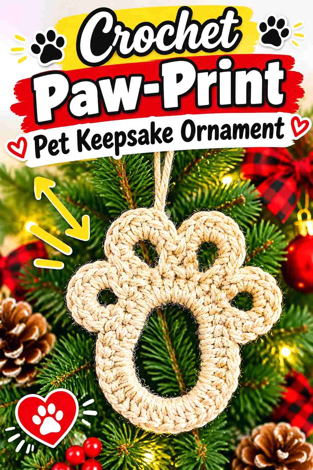 1. Crochet Paw-Print Pet Keepsake Ornament