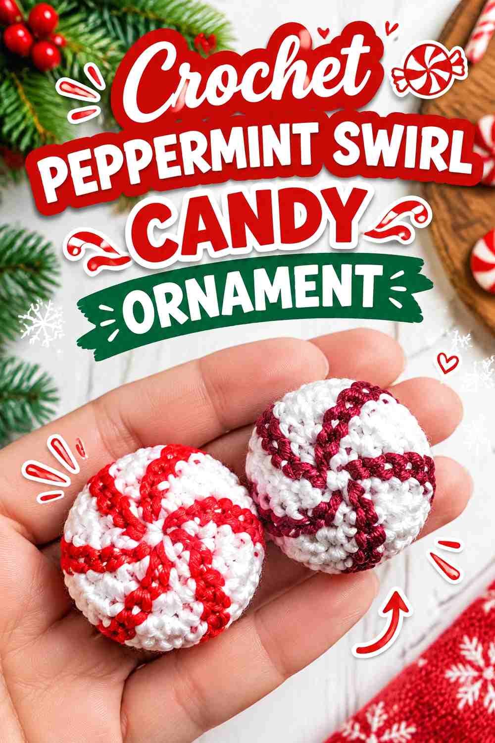 5. Crochet Peppermint Swirl Candy Ornament
