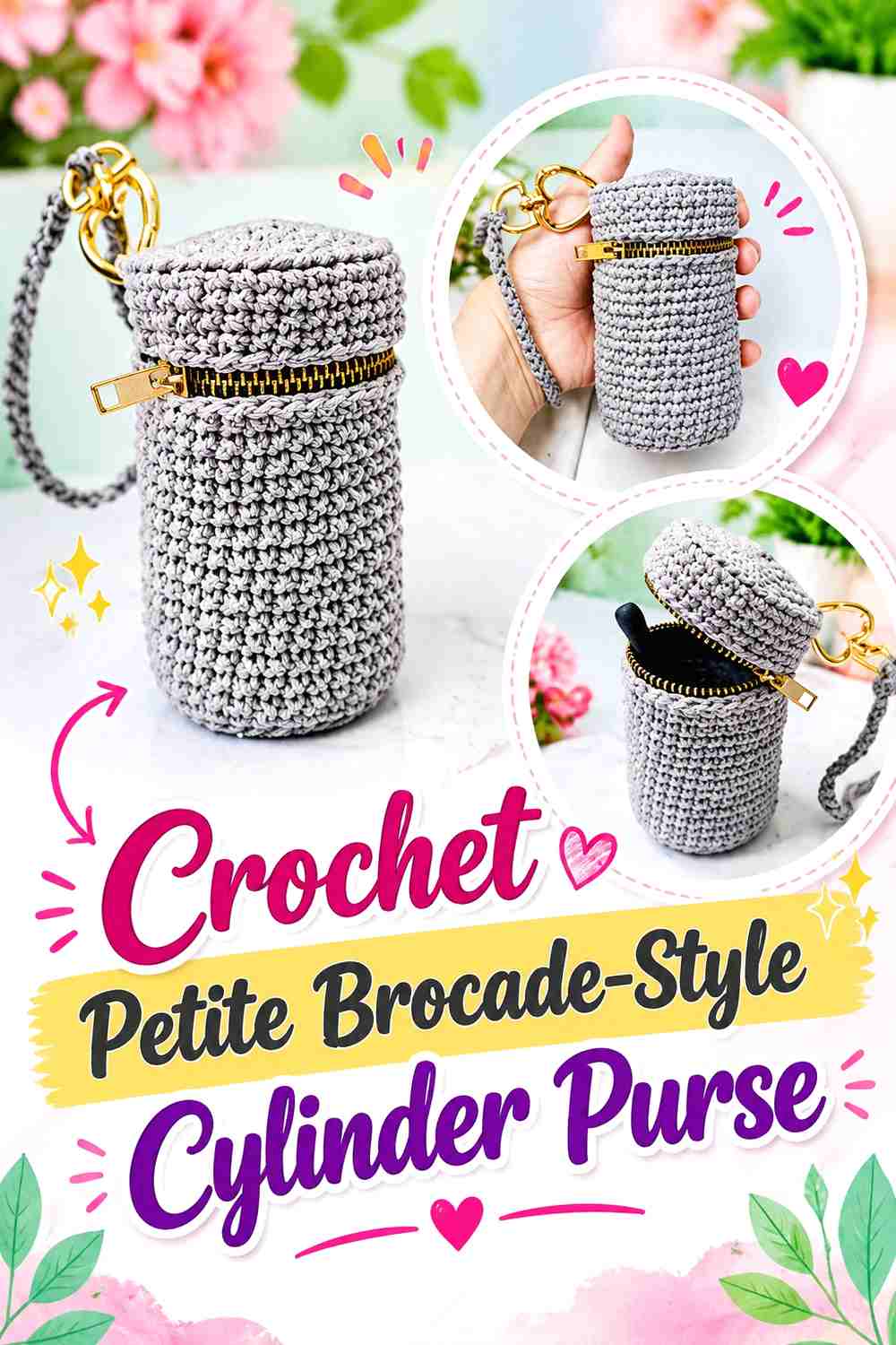 2. Crochet Petite Brocade-Style Cylinder Purse