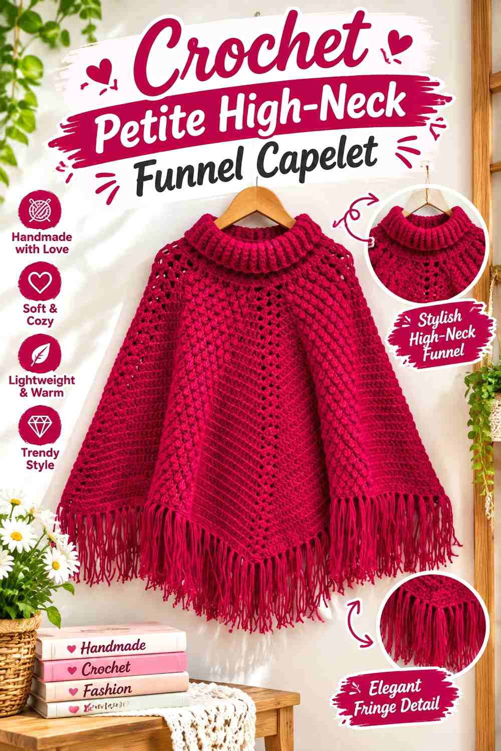 17. Crochet Petite High Neck Funnel Capelet