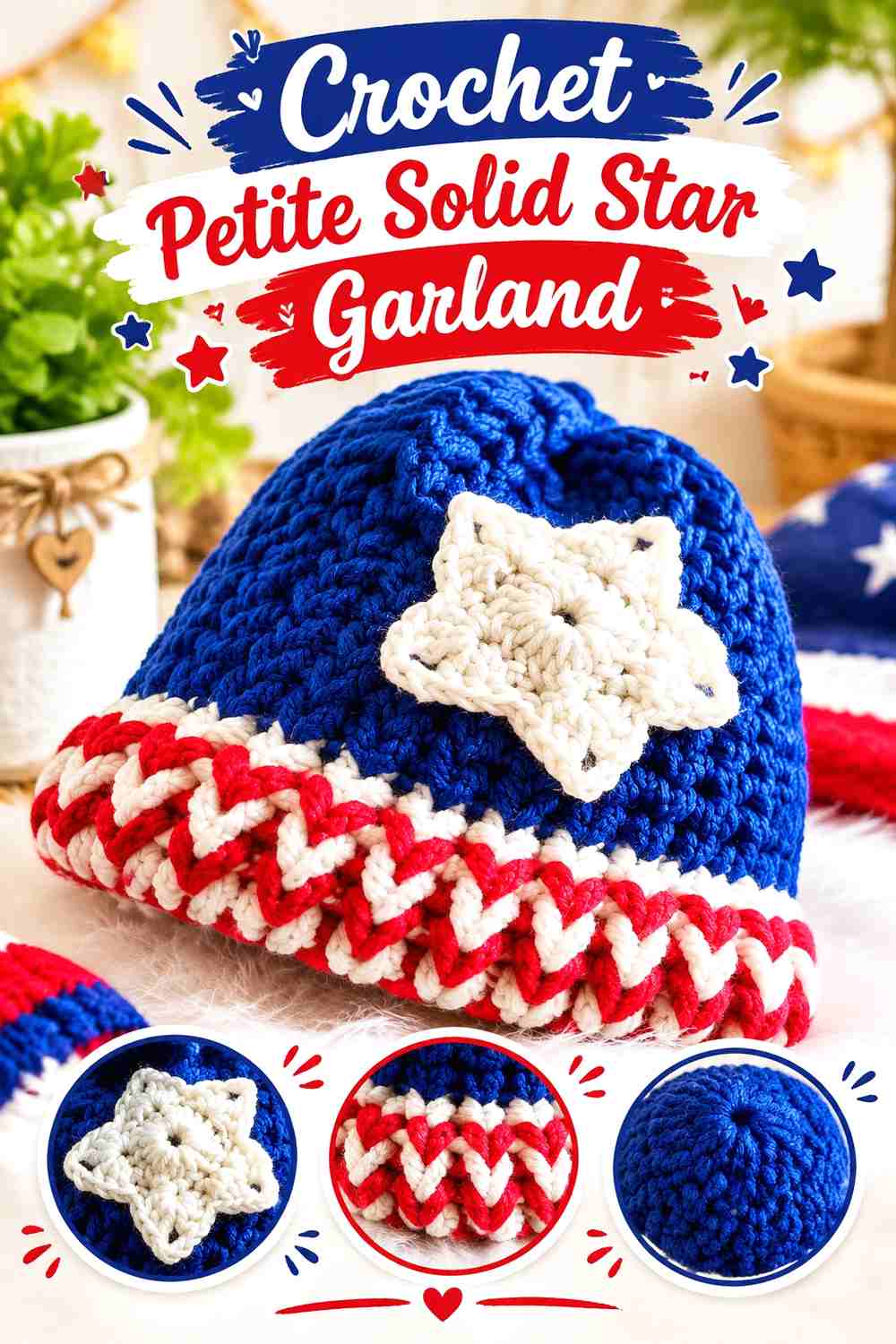 19. Crochet Petite Solid Star Garland