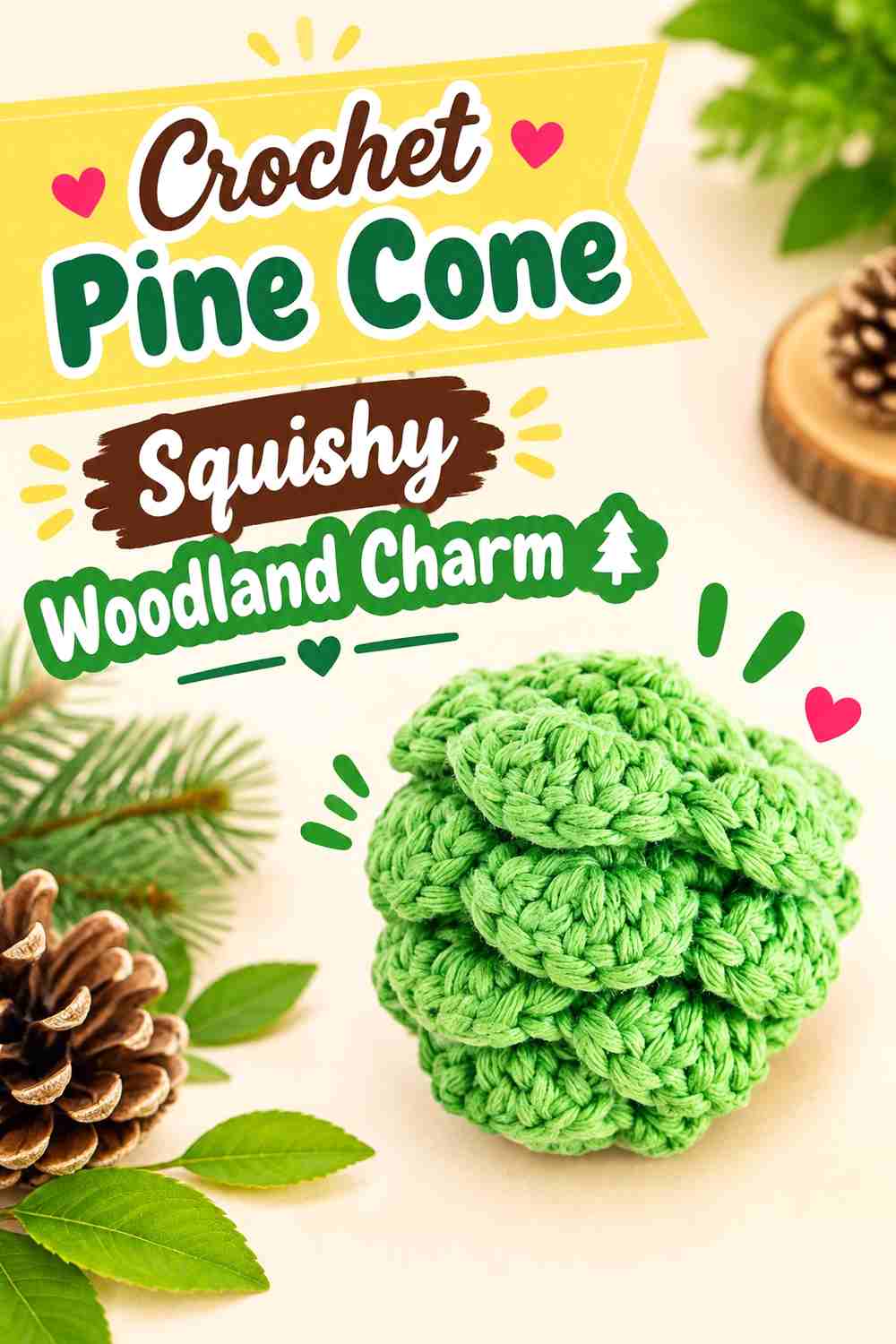 10. Crochet Pine Cone Squishy Woodland Charm