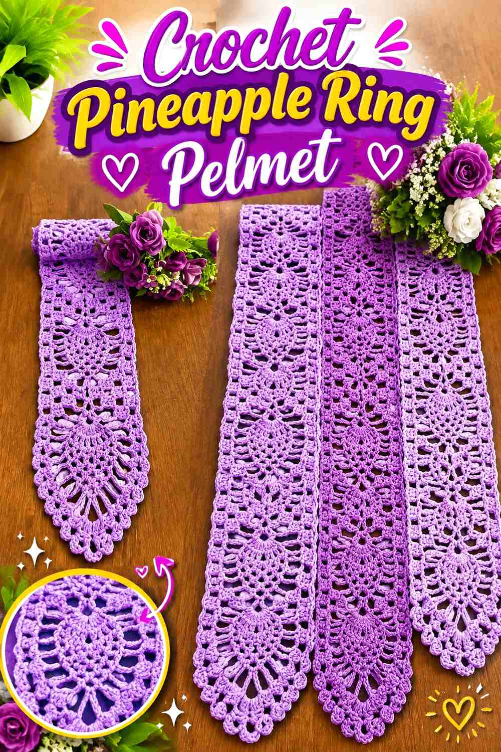 2. Crochet Pineapple Ring Pelmet