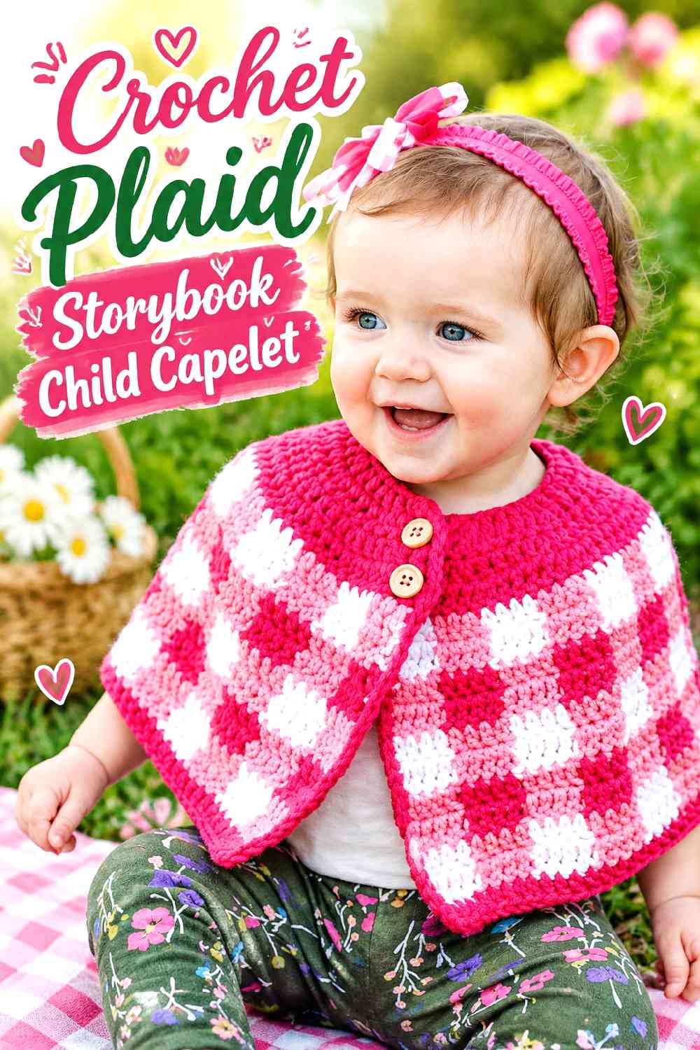8. Crochet Plaid Storybook Child Capelet