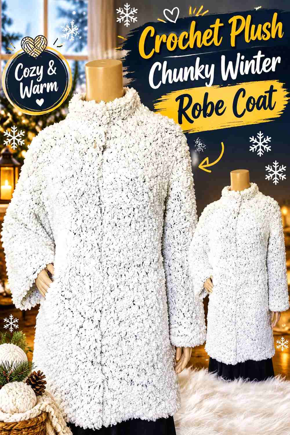 11. Crochet Plush Chunky Winter Robe Coat