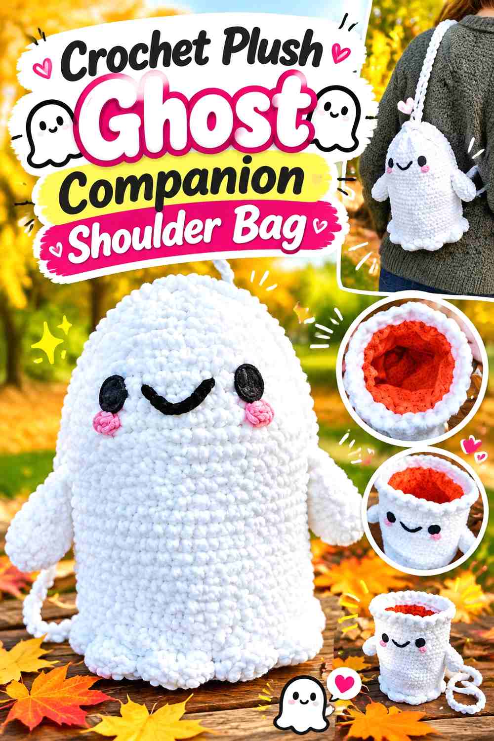 6. Crochet Plush Ghost Companion Shoulder Bag
