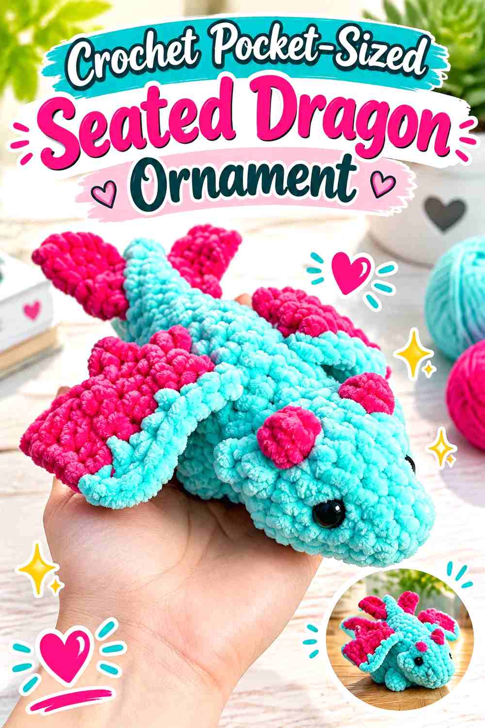 16. Crochet Pocket-Sized Seated Dragon Ornament