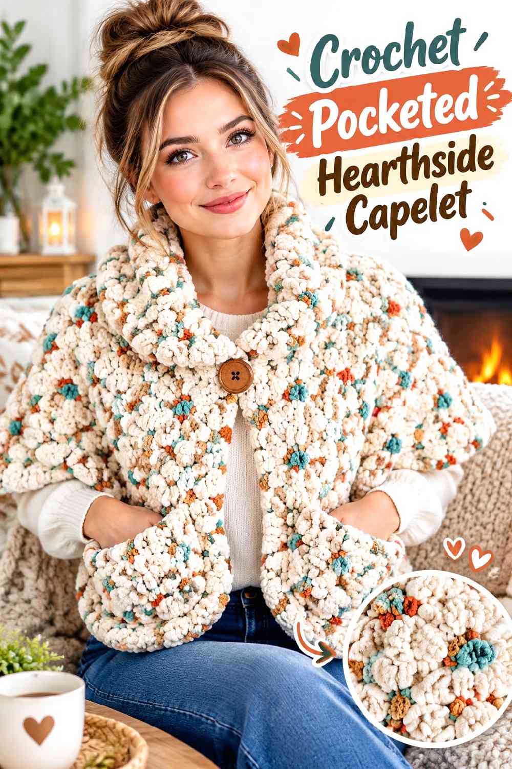 4. Crochet Pocketed Hearthside Capelet