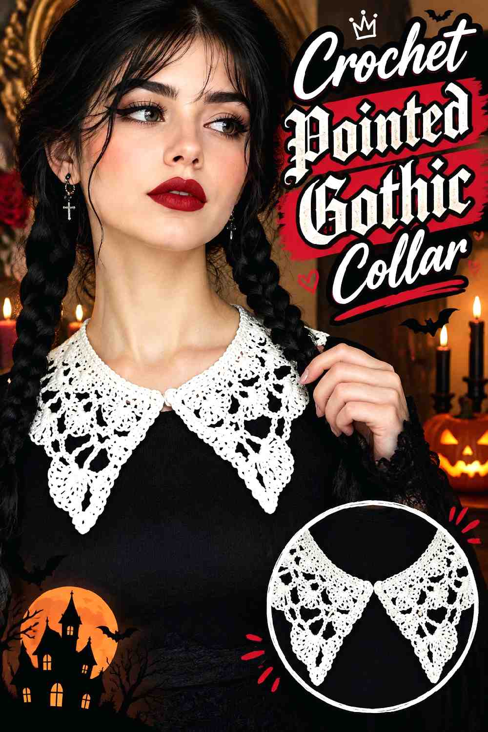 2. Crochet Pointed Gothic Collar