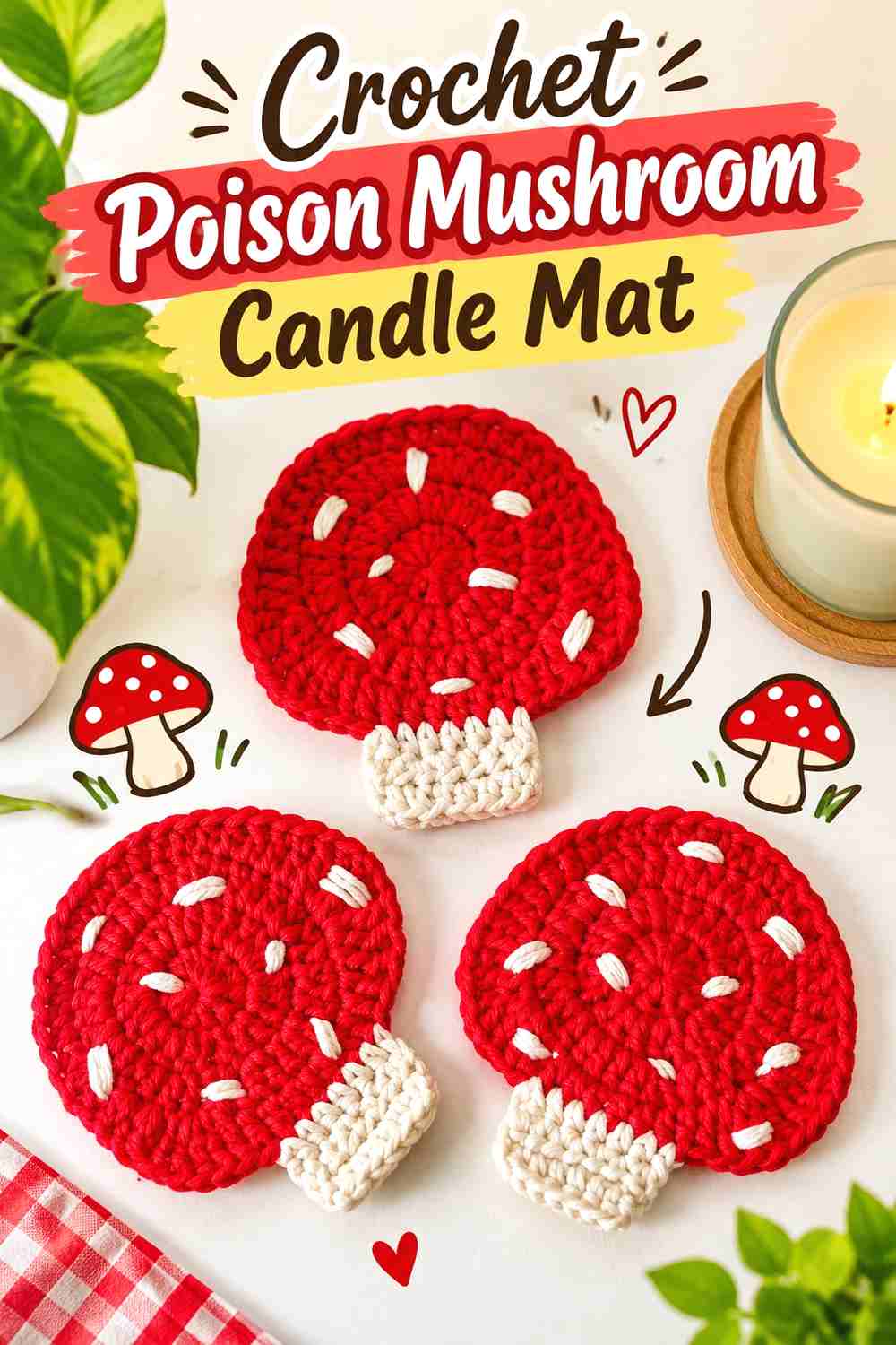 Crochet Poison Mushroom Candle Mat