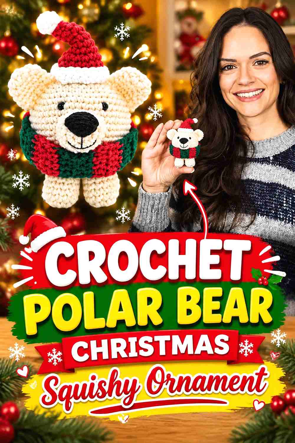 6. Crochet Polar Bear Christmas Squishy Ornament