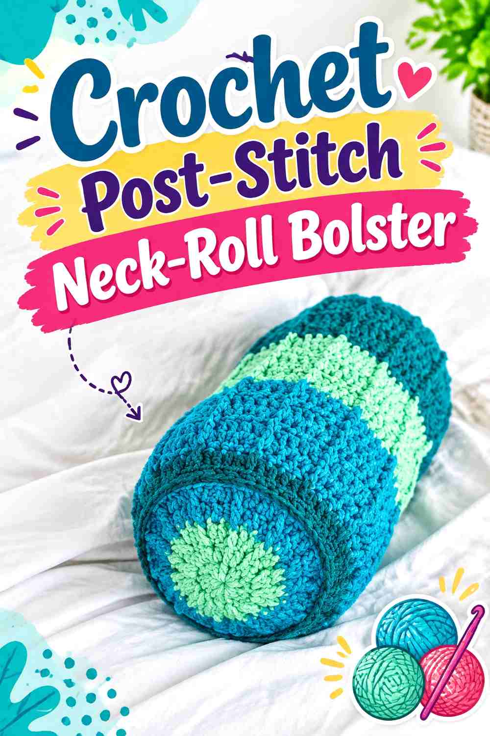 2. Crochet Post-Stitch Neck-Roll Bolster