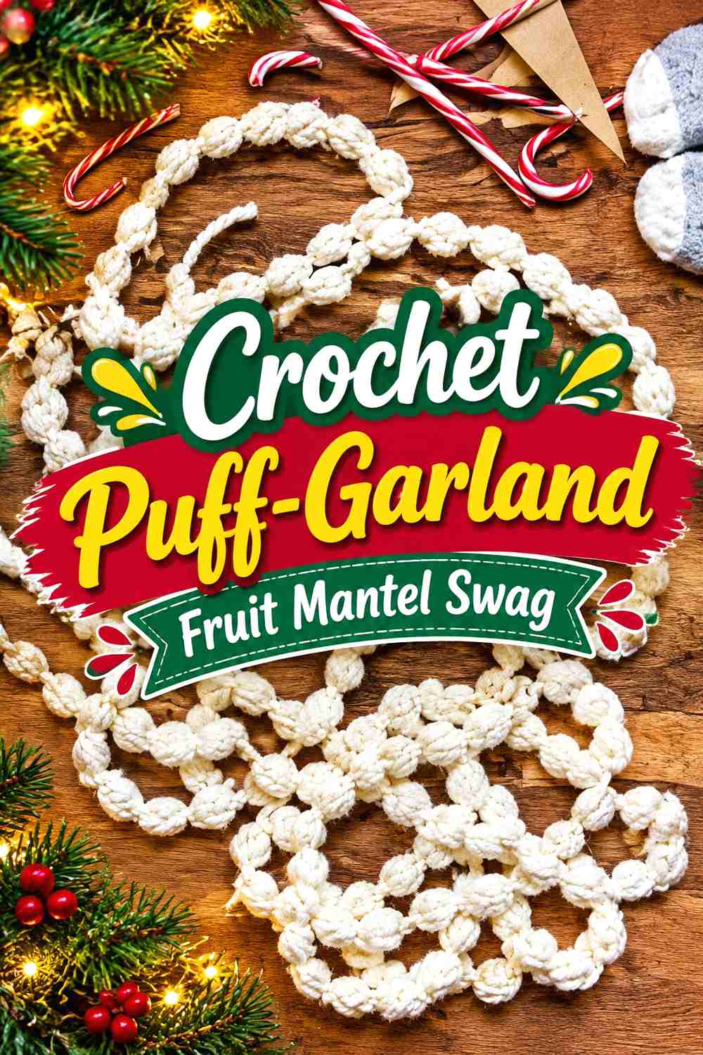 18. Crochet Puff-Garland Fruit Mantel Swag