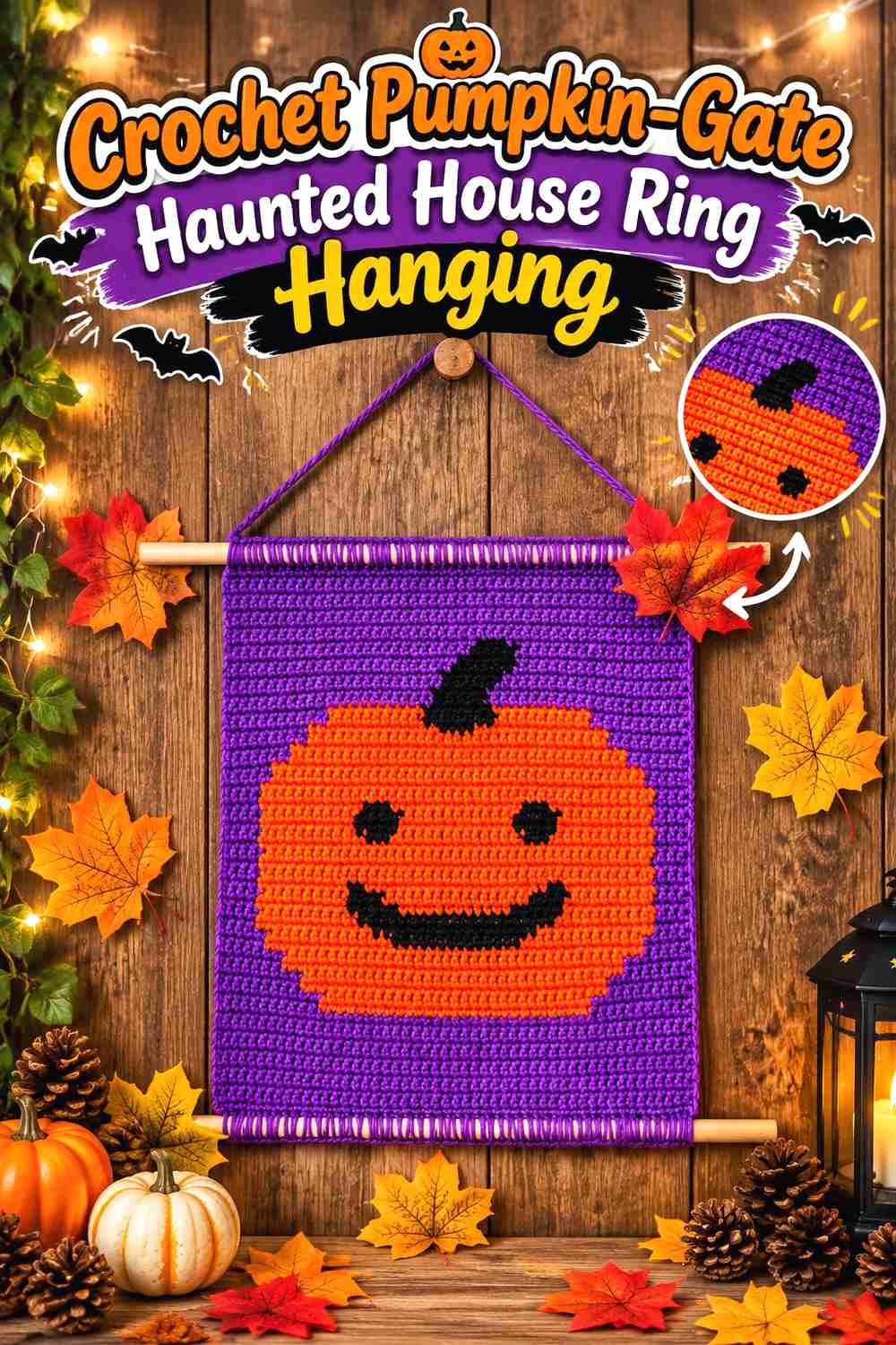 11. Crochet Pumpkin Gate Haunted House Ring Hanging