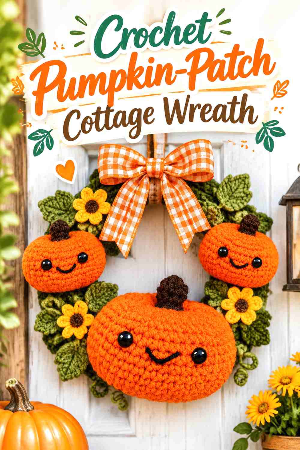 10. Crochet Pumpkin-Patch Cottage Wreath