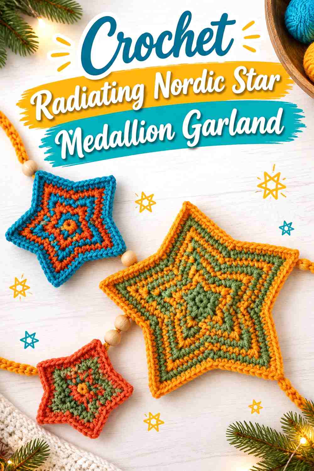 16. Crochet Radiating Nordic Star Medallion Garland