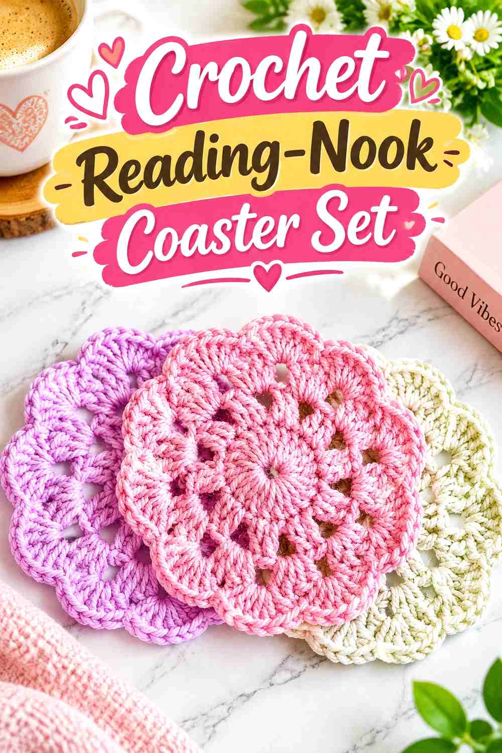 12. Crochet Reading-Nook Coaster Set