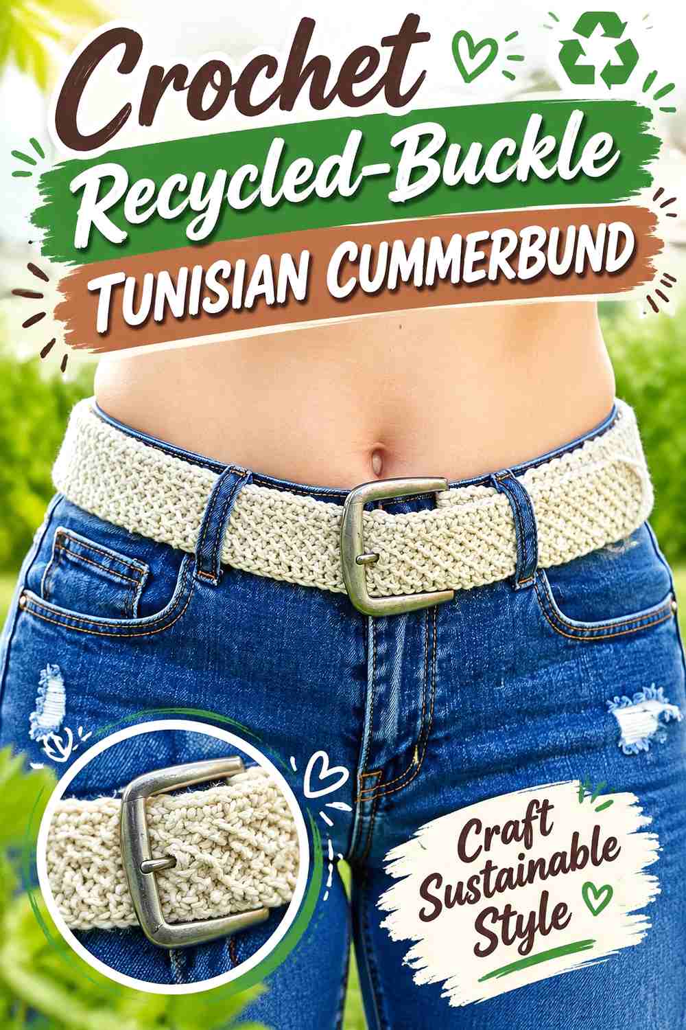 7. Crochet Recycled Buckle Tunisian Cummerbund