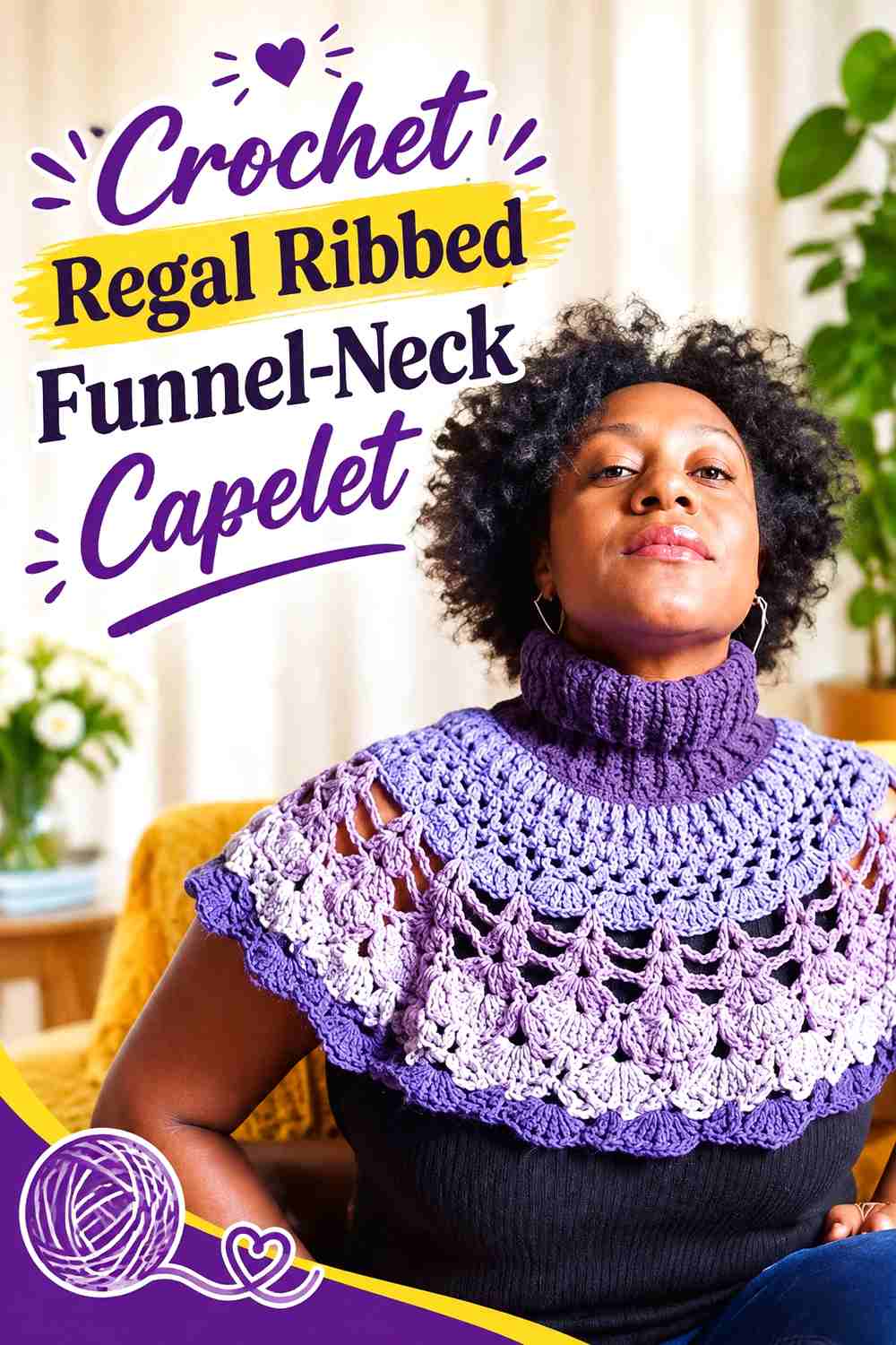 1. Crochet Regal Ribbed Funnel-Neck Capelet