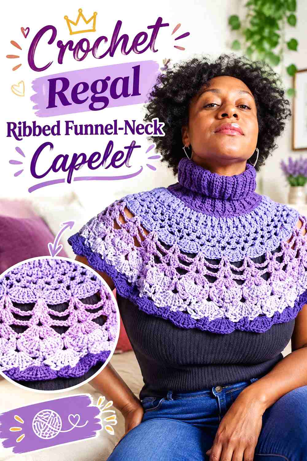 1. Crochet Regal Ribbed Funnel Neck Capelet