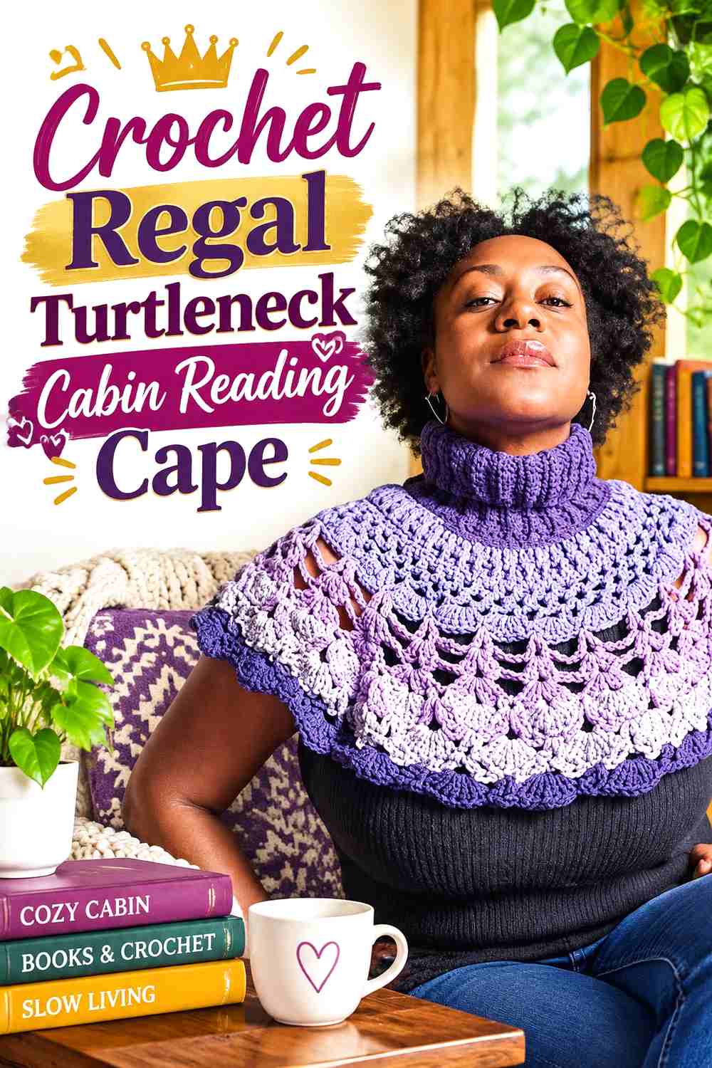 1. Crochet Regal Turtleneck Cabin Reading Cape