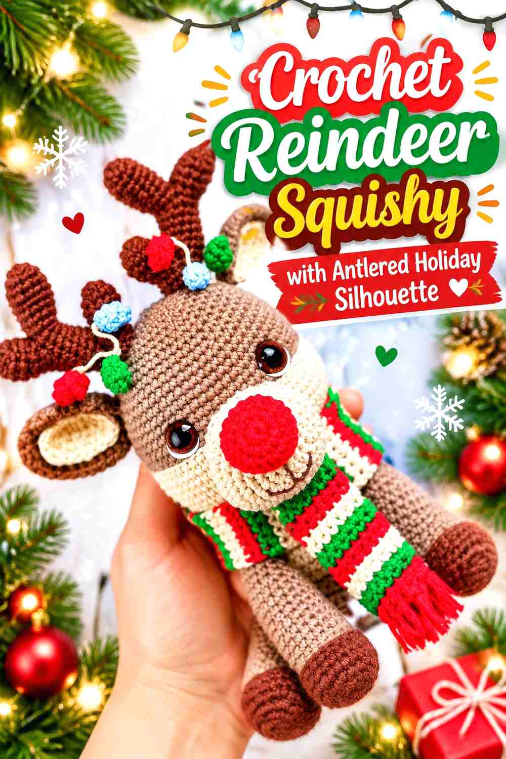 1. Crochet Reindeer Squishy with Antlered Holiday Silhouette