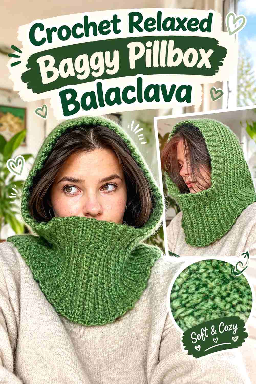 12. Crochet Relaxed Baggy Pillbox Balaclava