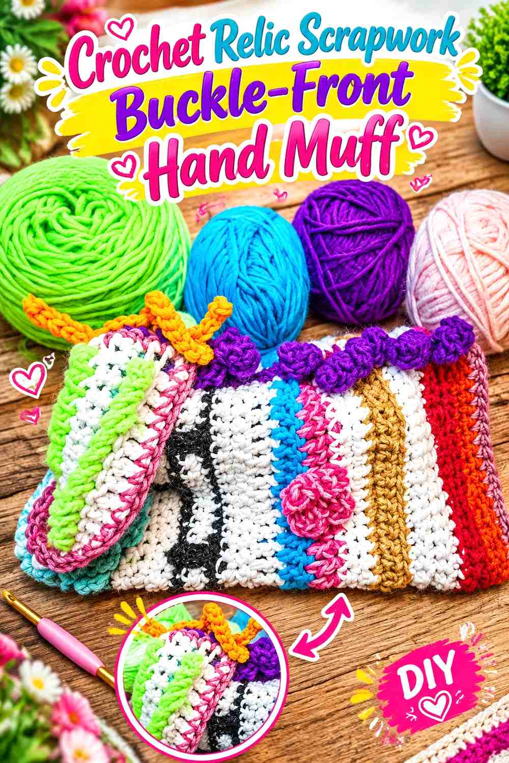 9. Crochet Relic Scrapwork Buckle-Front Hand Muff