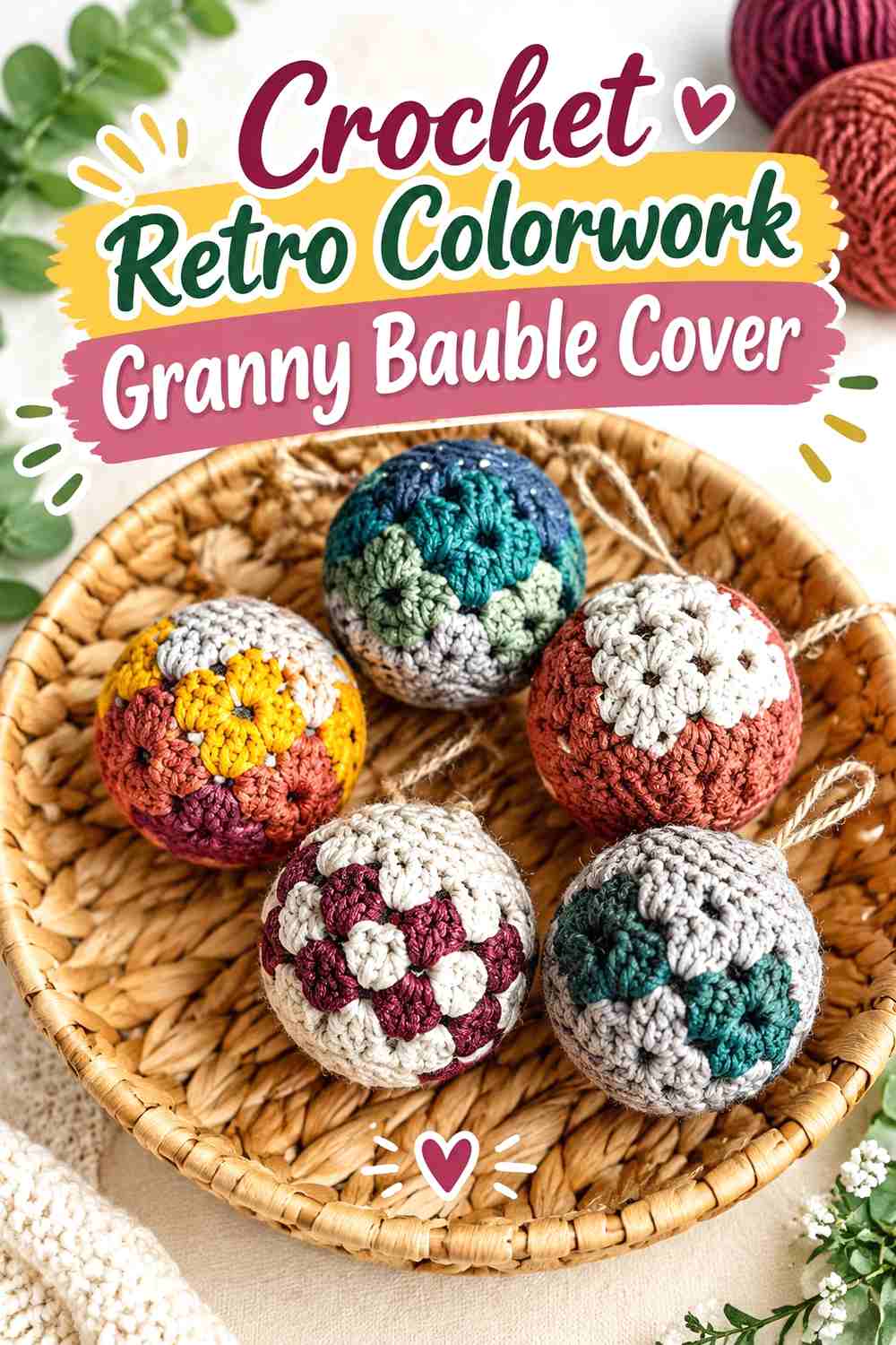 5. Crochet Retro Colorwork Granny Bauble Cover