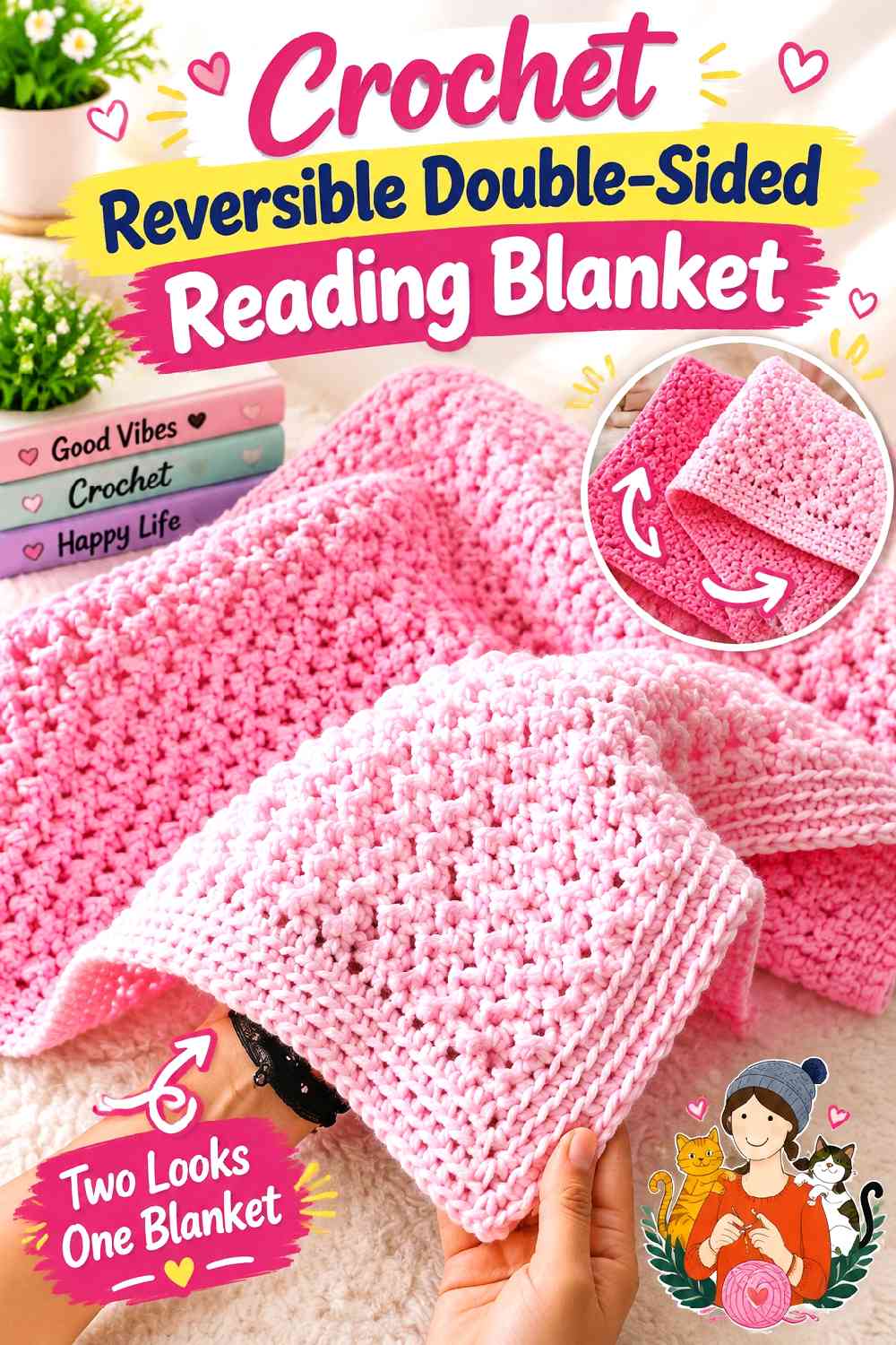 10. Crochet Reversible Double-Sided Reading Blanket