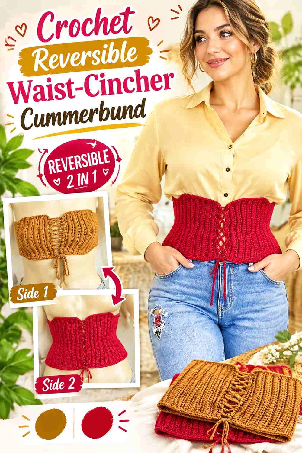 3. Crochet Reversible Waist Cincher Cummerbund