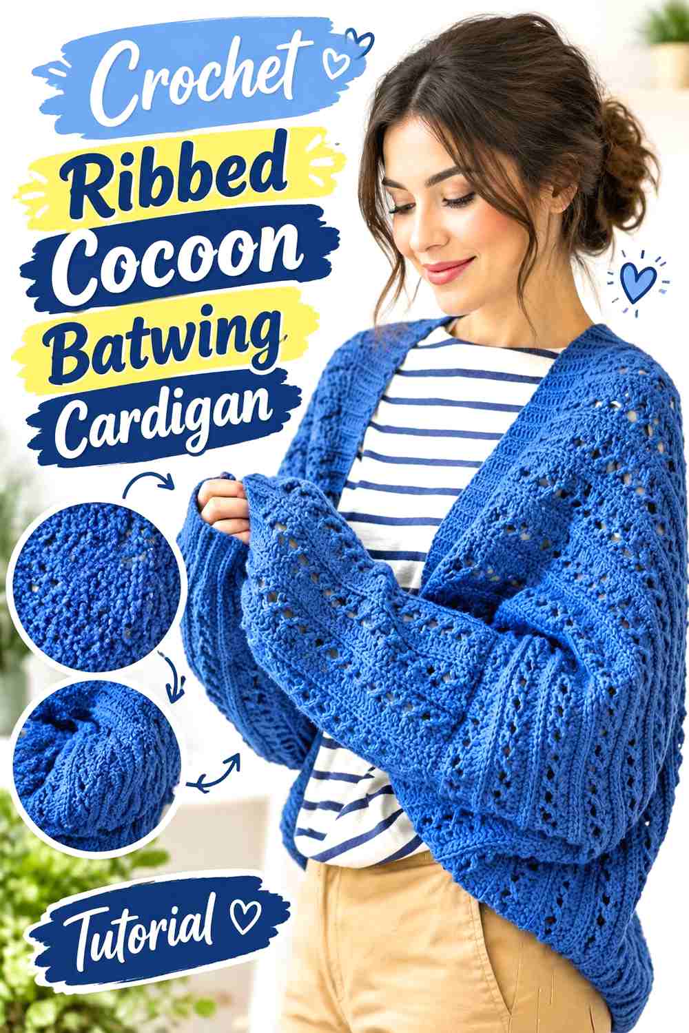 11. Crochet Ribbed Cocoon Batwing Cardigan