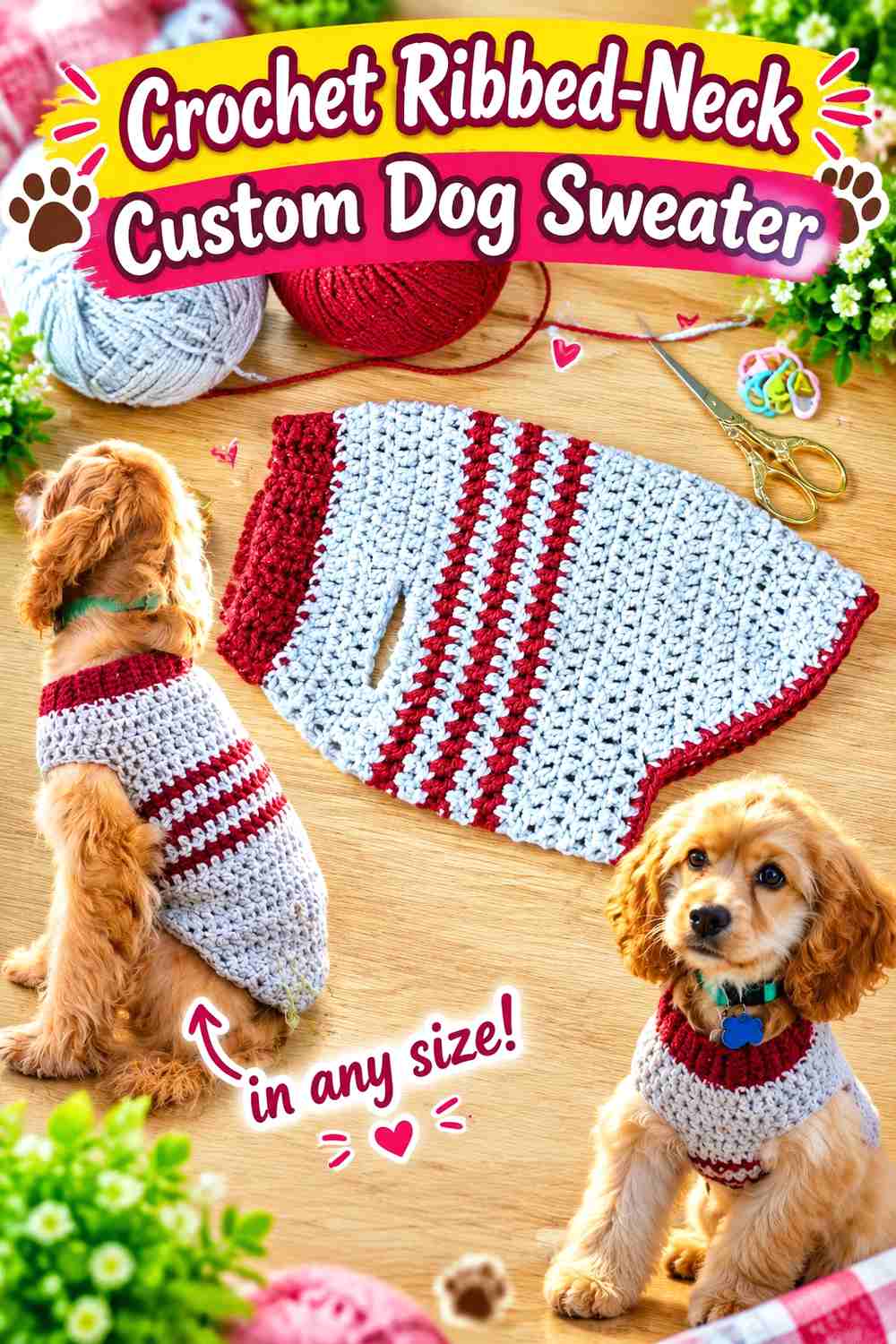 3. Crochet Ribbed-Neck Custom Dog Sweater