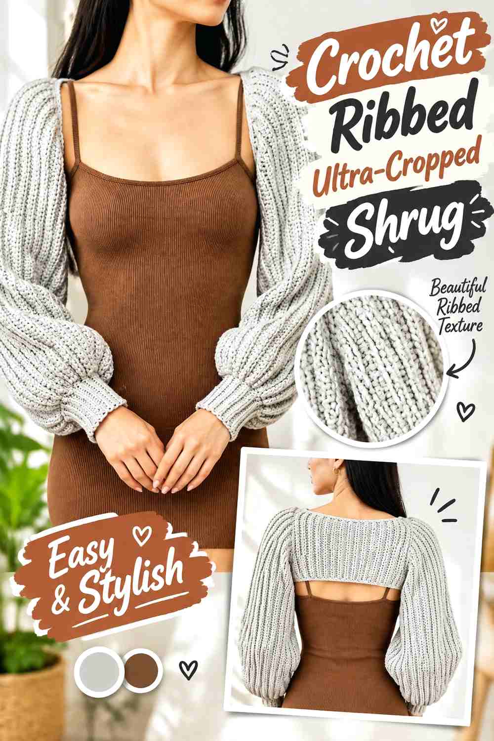 7. Crochet Ribbed Ultra-Cropped Shrug