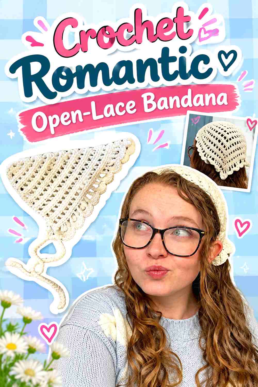 16. Crochet Romantic Open Lace Bandana