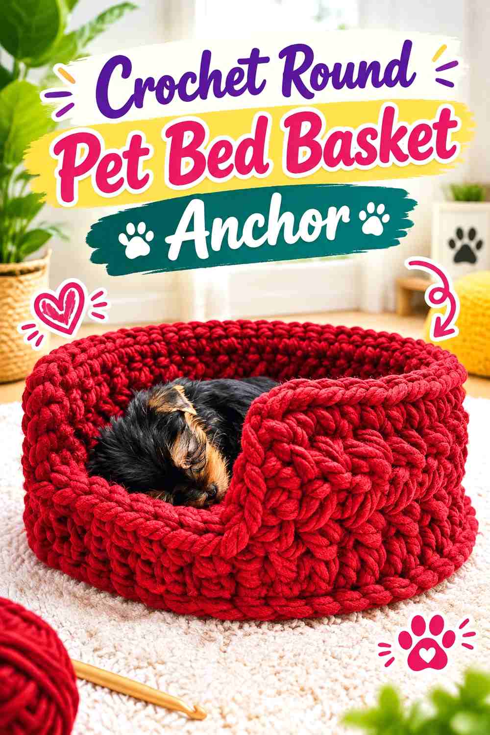 3. Crochet Round Pet Bed Basket Anchor