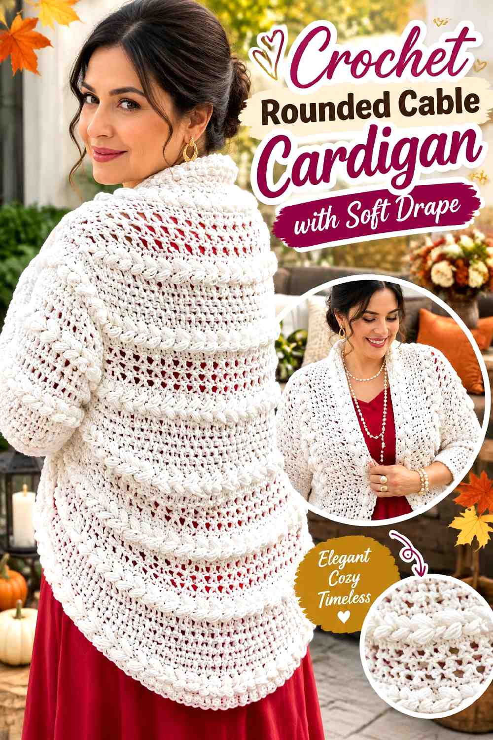 14. Crochet Rounded Cable Cardigan With Soft Drape
