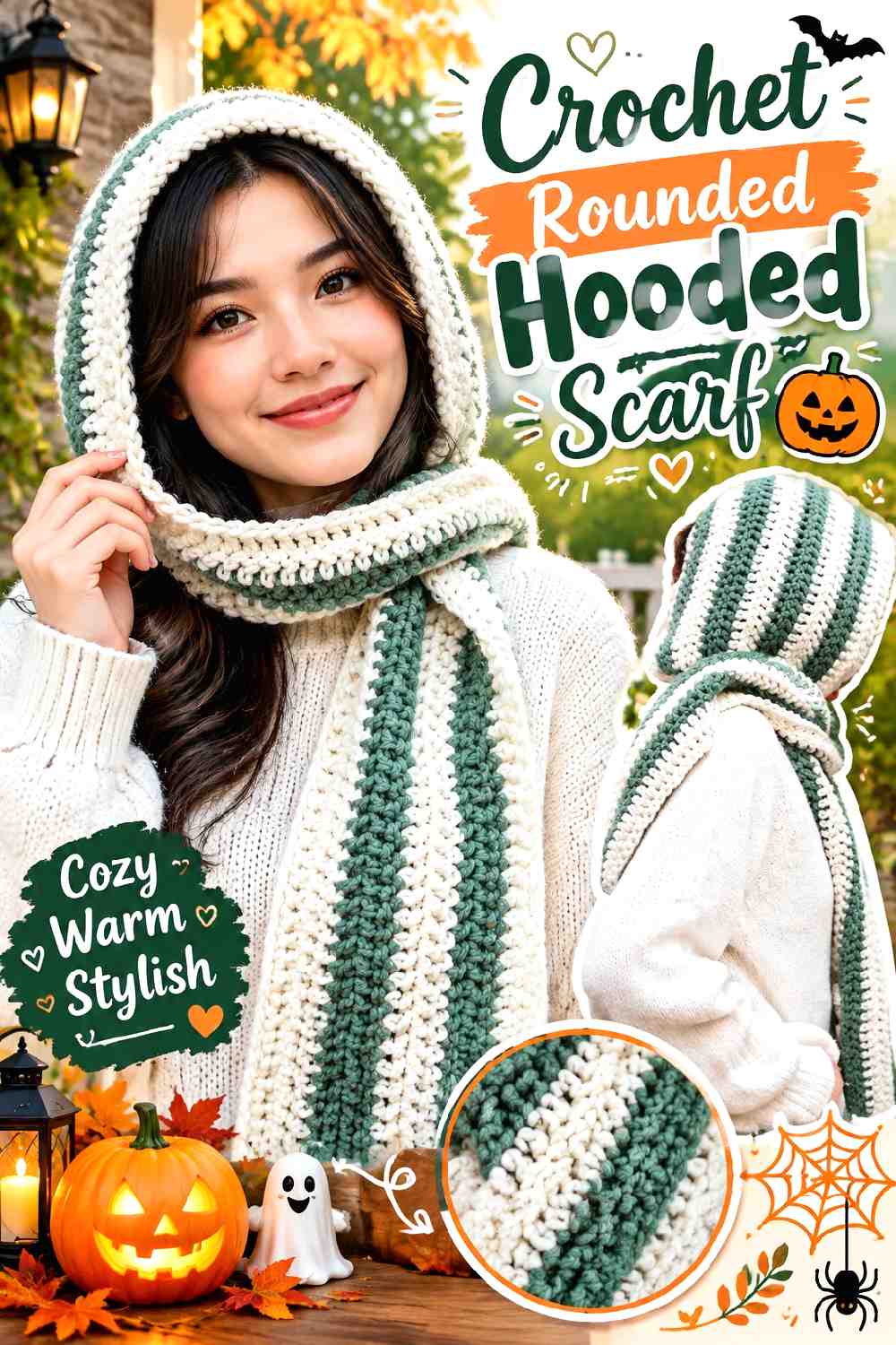 10. Crochet Rounded Hooded Scarf