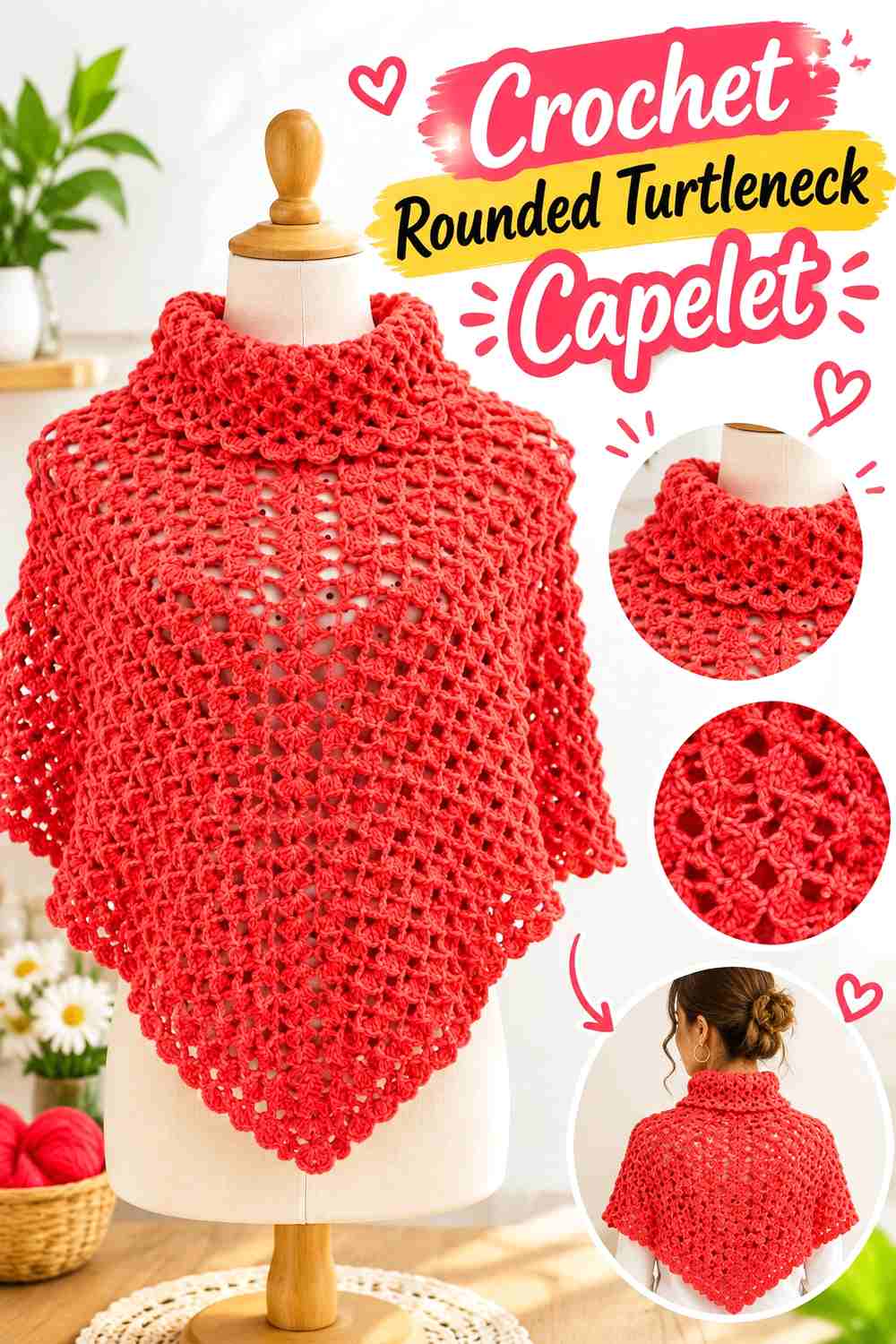 10. Crochet Rounded Turtleneck Capelet