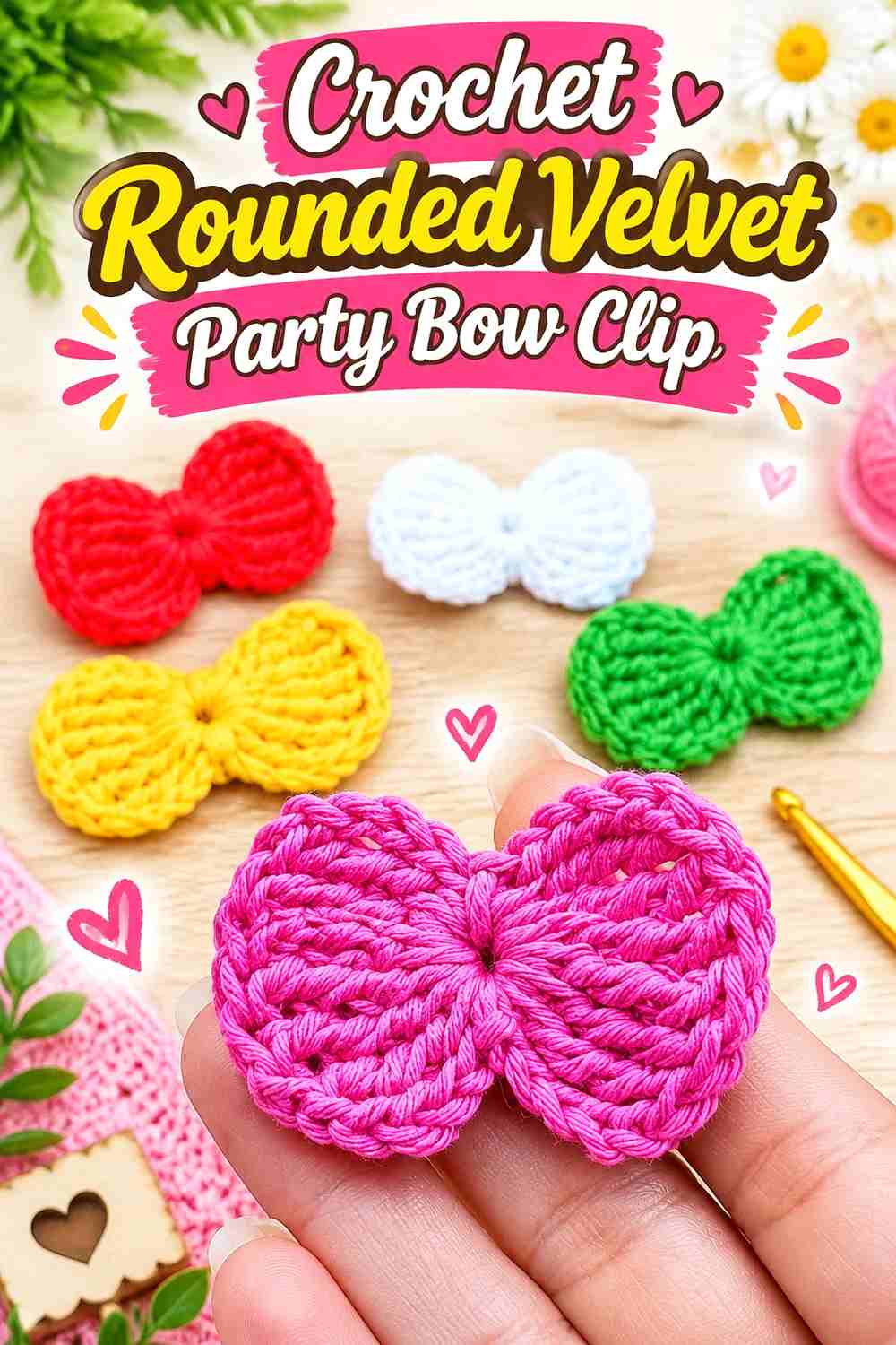 9. Crochet Rounded Velvet Party Bow Clip