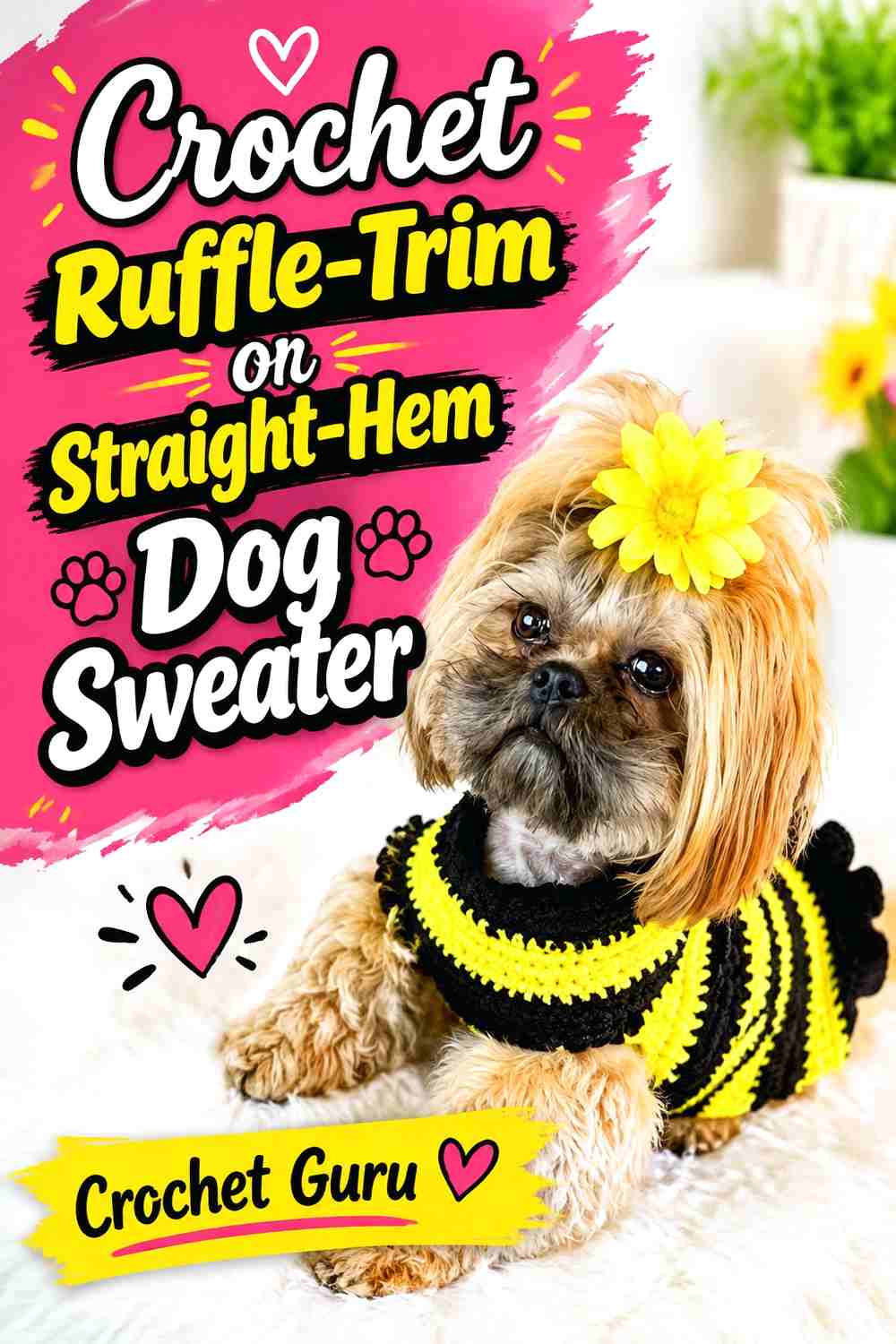 16. Crochet Ruffle-Trim or Straight-Hem Dog Sweater