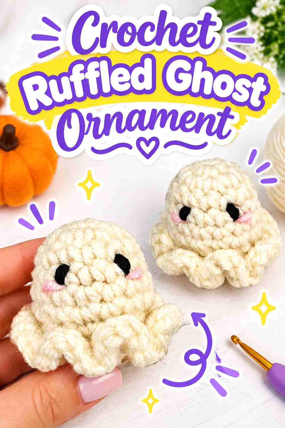 3. Crochet Ruffled Ghost Ornament