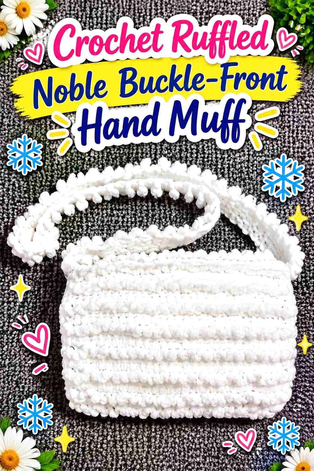 4. Crochet Ruffled Noble Buckle-Front Hand Muff