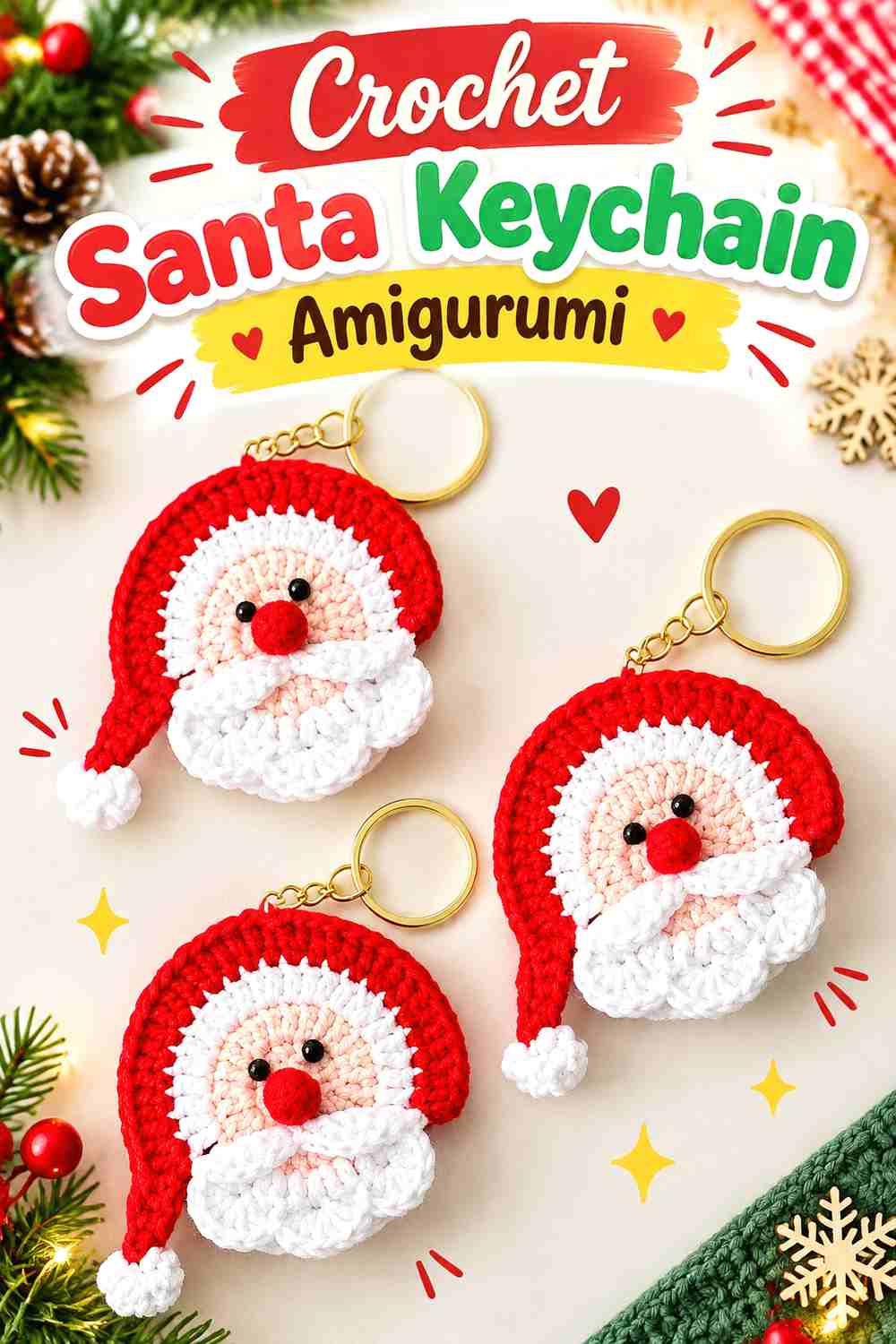 13. Crochet Santa Keychain Amigurumi