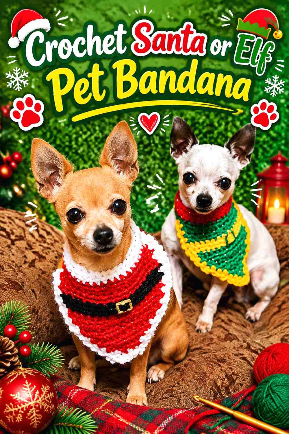 19. Crochet Santa or Elf Pet Bandana