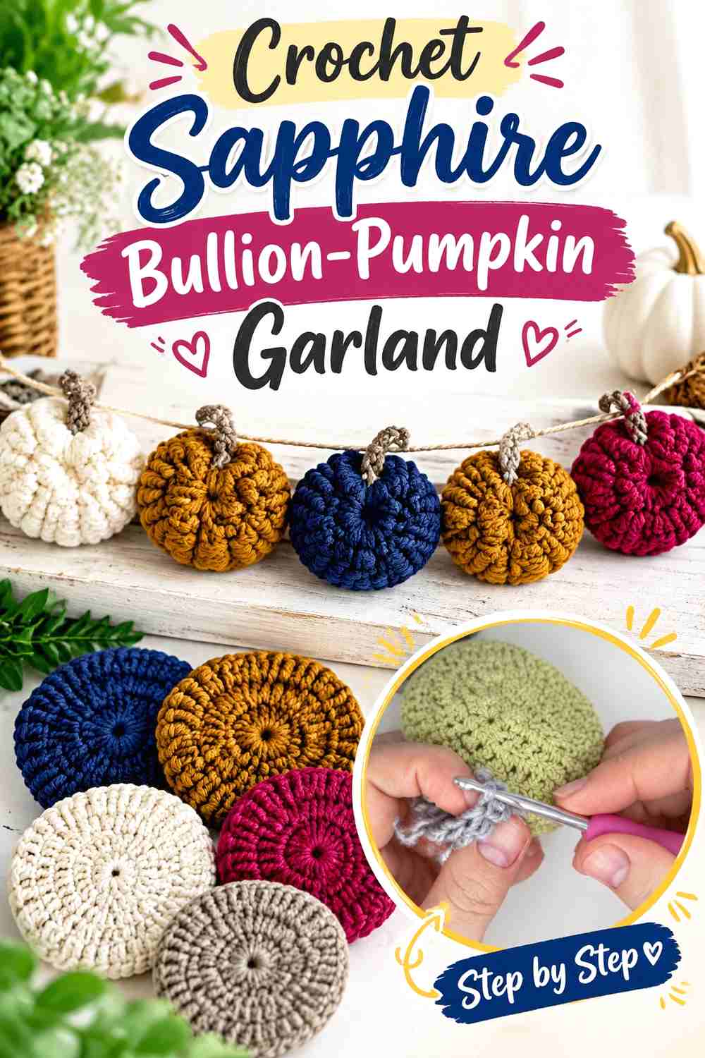 Crochet Sapphire Bullion-Pumpkin Garland