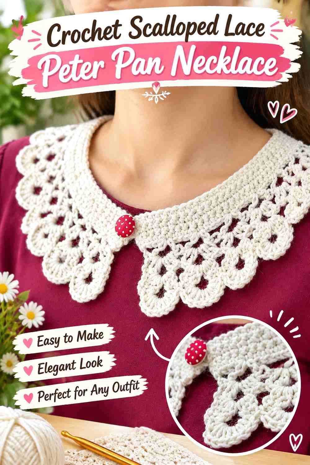 2. Crochet Scalloped Lace Peter Pan Necklace