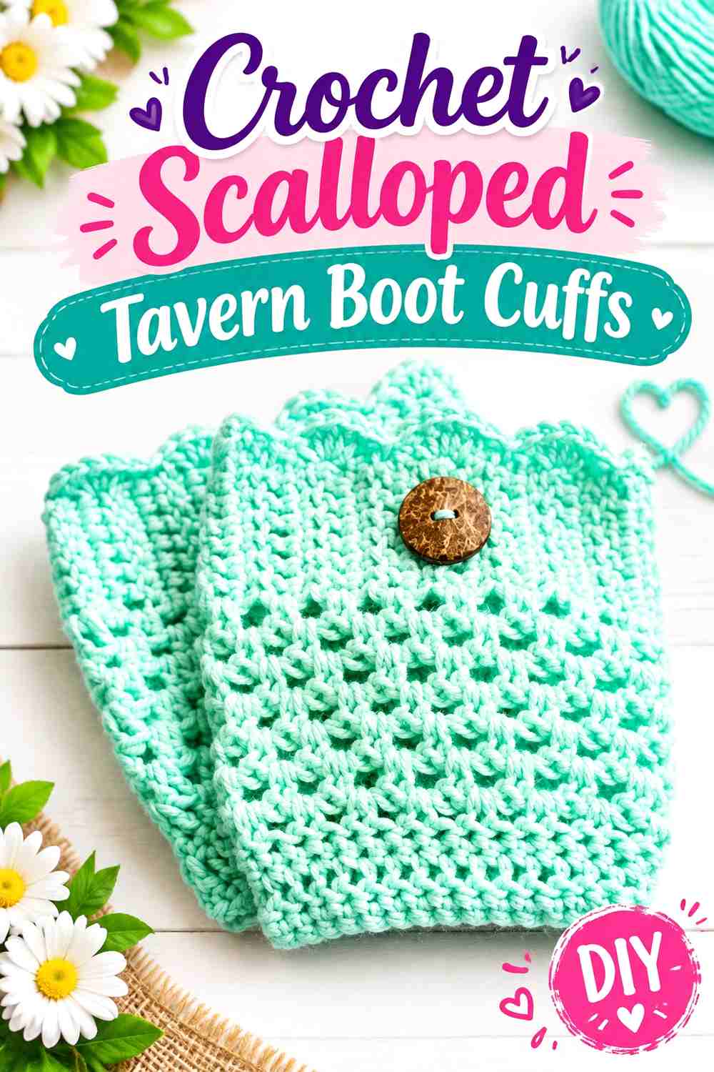 17. Crochet Scalloped Tavern Boot Cuffs