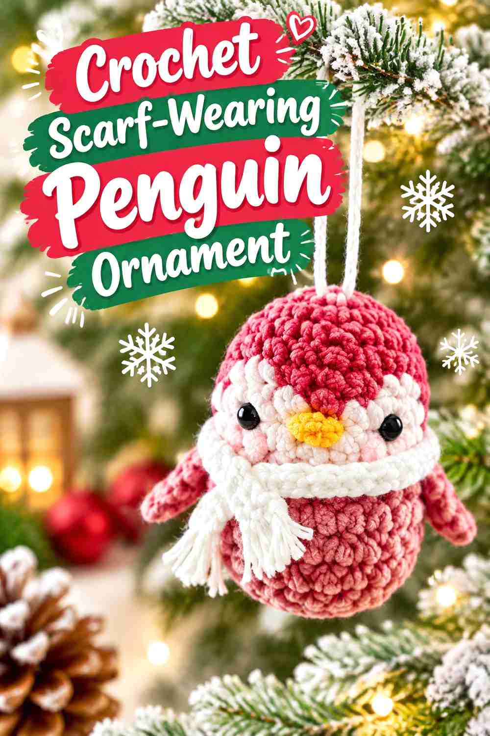 16. Crochet Scarf-Wearing Penguin Ornament